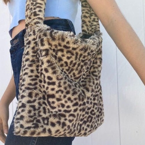 fluffy cheetah print bag