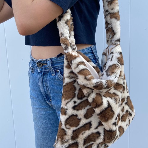 Medium Fluffy Giraffe Print Bag Brown Animal Print Fuzzy - Etsy