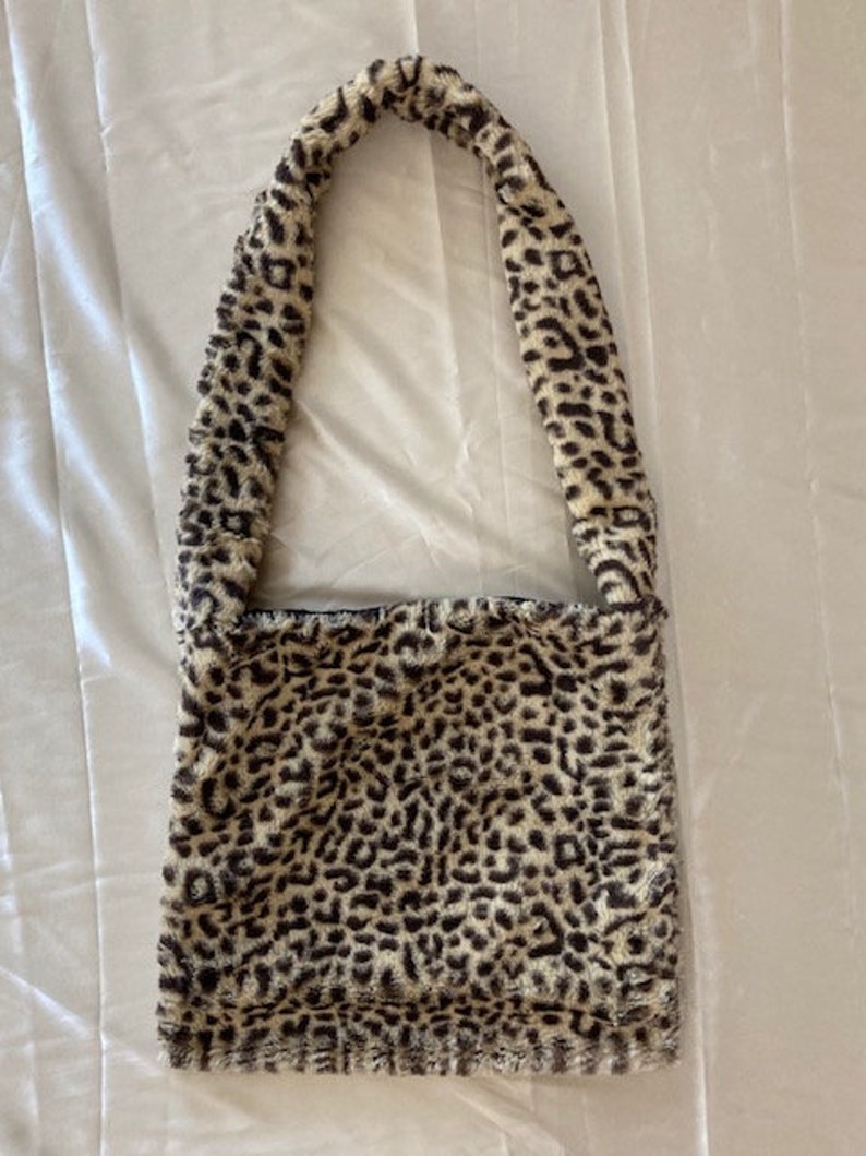 Medium Fluffy Cheetah Print Bag  Brown Animal Print Fuzzy image 1
