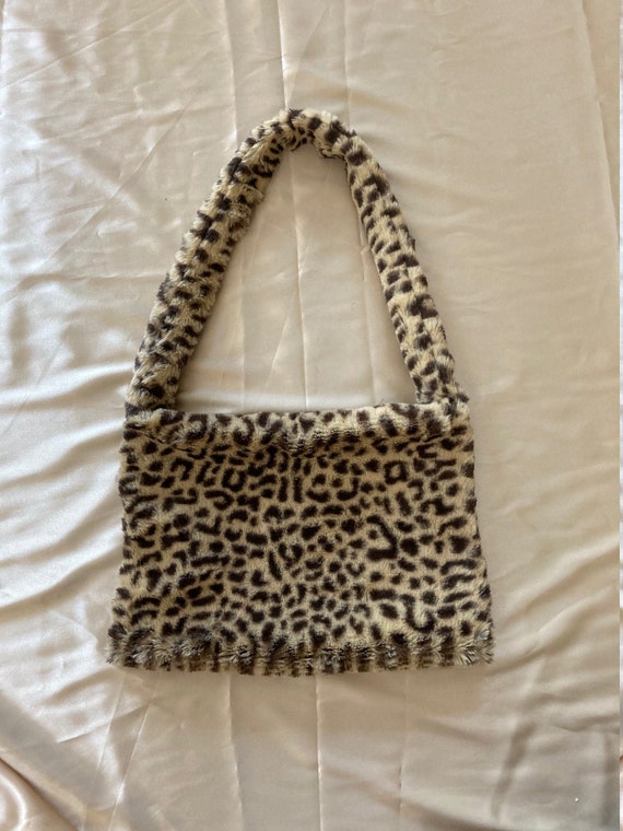 Small Fluffy Cheetah Print Bag Brown Animal Print Fuzzy Purse Y2k Purse Animal Print Tote Bag Etsy Canada