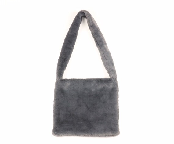 NEW UNUSED BLACK FAUX FUR FUZZY TOP HANDLE FOR BAG