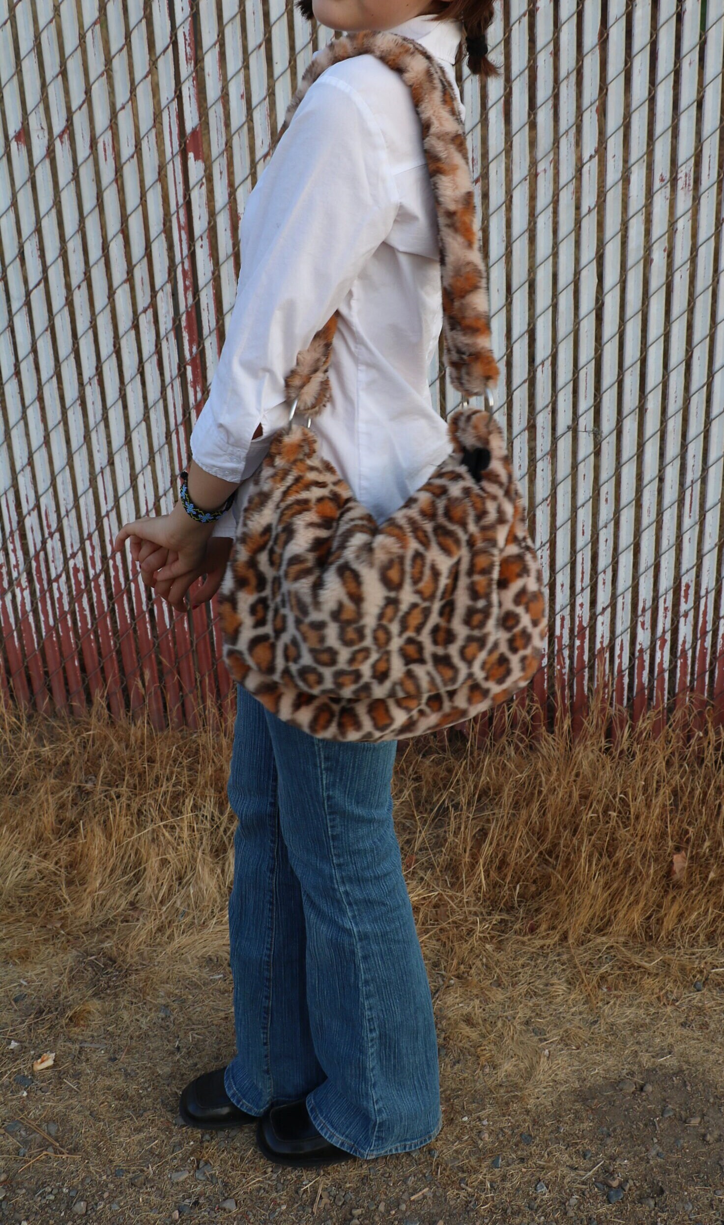Fluffy Leopard Messenger Bag Classic 90'S Messenger Bag Etsy