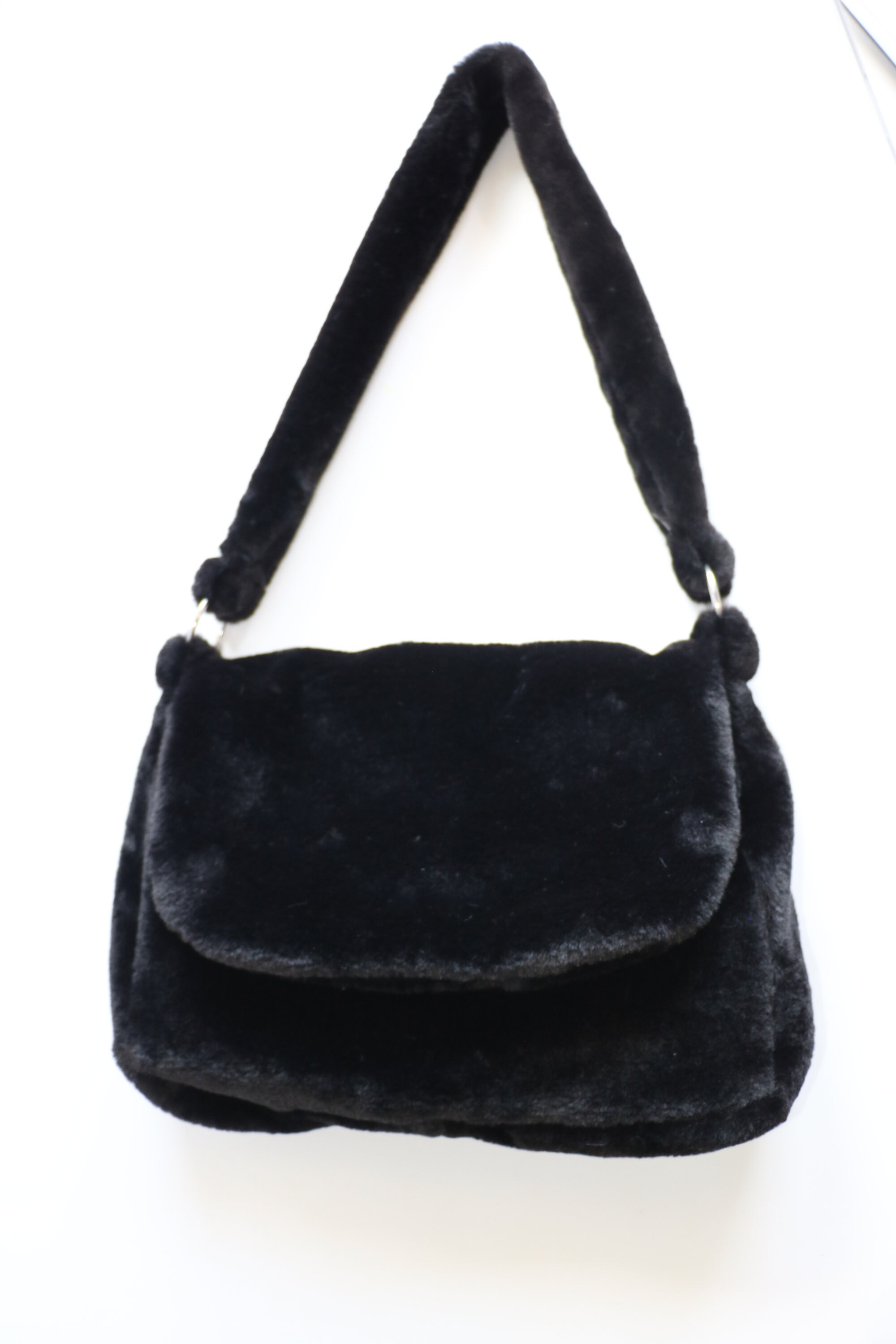 Fluffy Black Messenger Bag Classic 90'S Messenger Bag Etsy