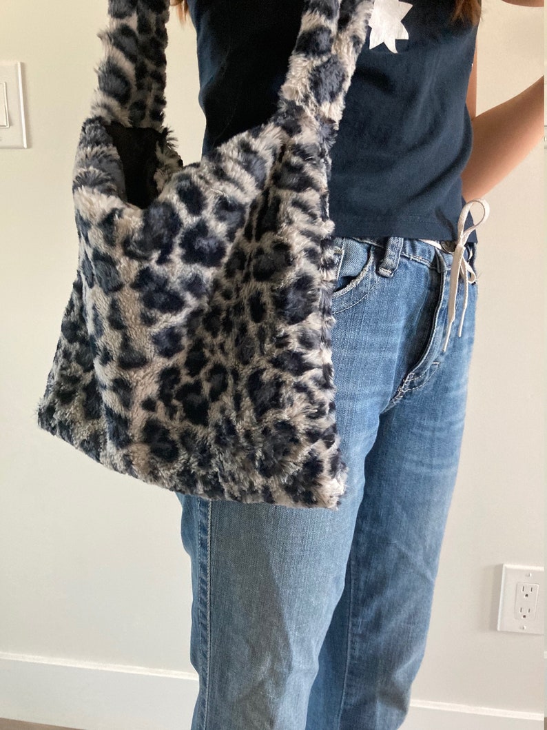 Medium Fluffy Leopard Print Bag Animal Print Fuzzy Purse | Etsy