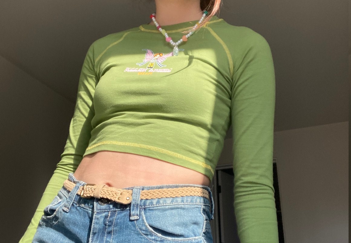 Green Fairy Long Sleeve Top - Y2k Top - 2000's Long Sleeve Green Fairy Long Sleeve Top - Y2k Top - 2000's Long Sleeve