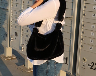 Fluffy Black Mini Bag - Classic 90'S Mini Bag