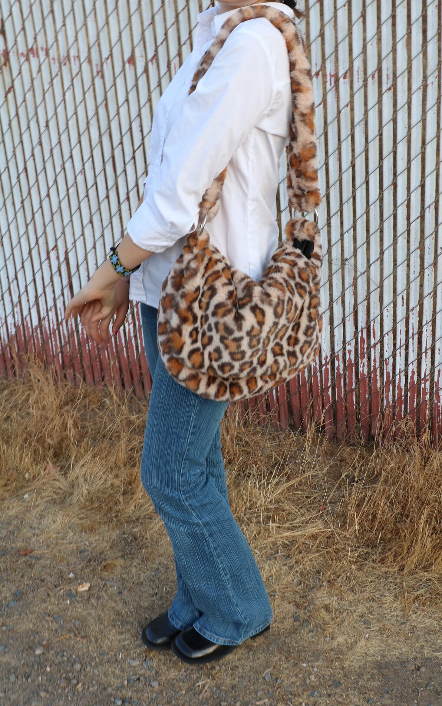 Fluffy Leopard Messenger Bag Classic 90'S Messenger Bag Etsy