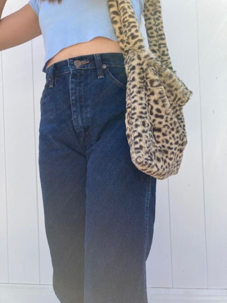 Medium Fluffy Cheetah Print Bag  Brown Animal Print Fuzzy image 2