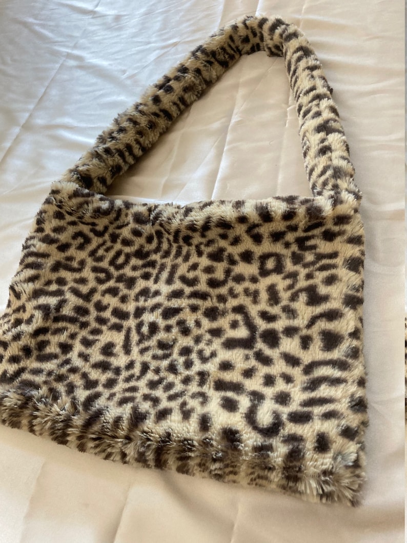 Small Fluffy Cheetah Print Bag Brown Animal Print Fuzzy | Etsy
