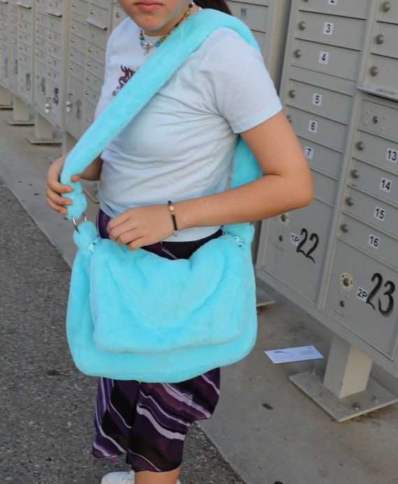 Fluffy Blue Messenger Bag Classic 90 S Messenger Bag Etsy Australia