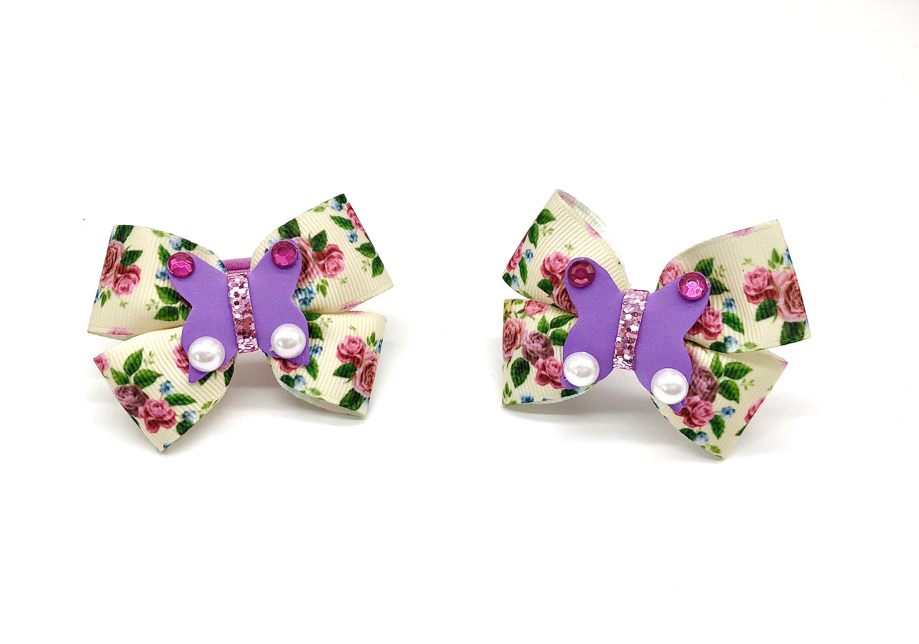 Summer Hair Bows Floral Bows for Ponytail Pigtail Bows on Etsy UK