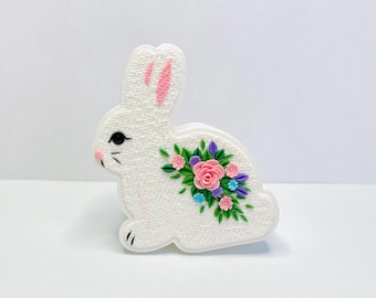Easter Gift Bunny Box 3D Printed and Adorned with Polymer Clay Cute Trinket Box Stylish Gift Box Easter Table Décor Handmade Easter decor