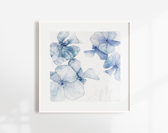 Blue Hydrangea Watercolor Clipart: Floral Wedding Invitation (Digital Download PNG)
