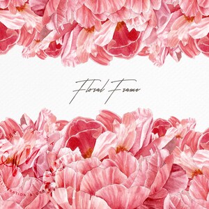 Floral Frame, Watercolor flowers border for wedding, invitation, card - Digital Download PNG file