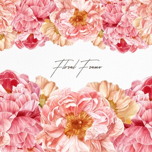 Floral Frame, Watercolor flowers border for wedding, invitation, card - Digital Download PNG file