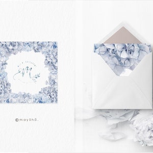 Blue Floral Frame, Watercolor flowers border for wedding, invitation, card - Digital Download PNG file