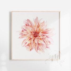 Dahlia, Watercolor Flowers Clipart, Floral Wedding Invitation, Wall art, Art prints - Digital Download PNG file