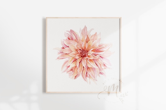 Blush Dahlia Watercolor Flower Clipart: Floral Invitation (Digital Download)
