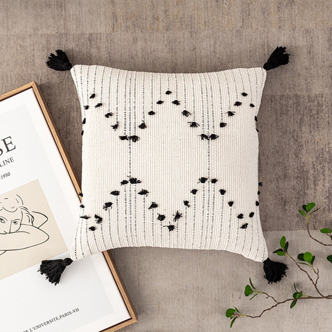 Boho Tassels Throw Pillow Cover Hand Woven Cotton Pillow Etsy