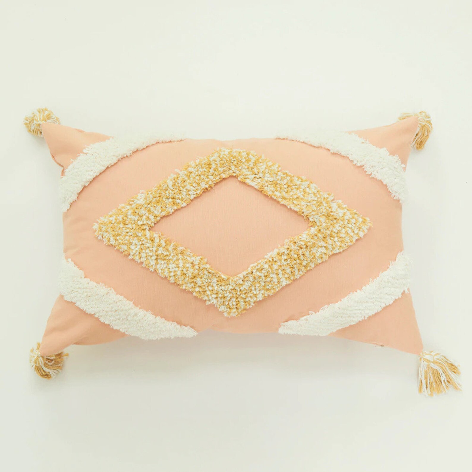 Pink Boho Throw Pillow Cover With Tassels Hand Made Cotton Etsy UK