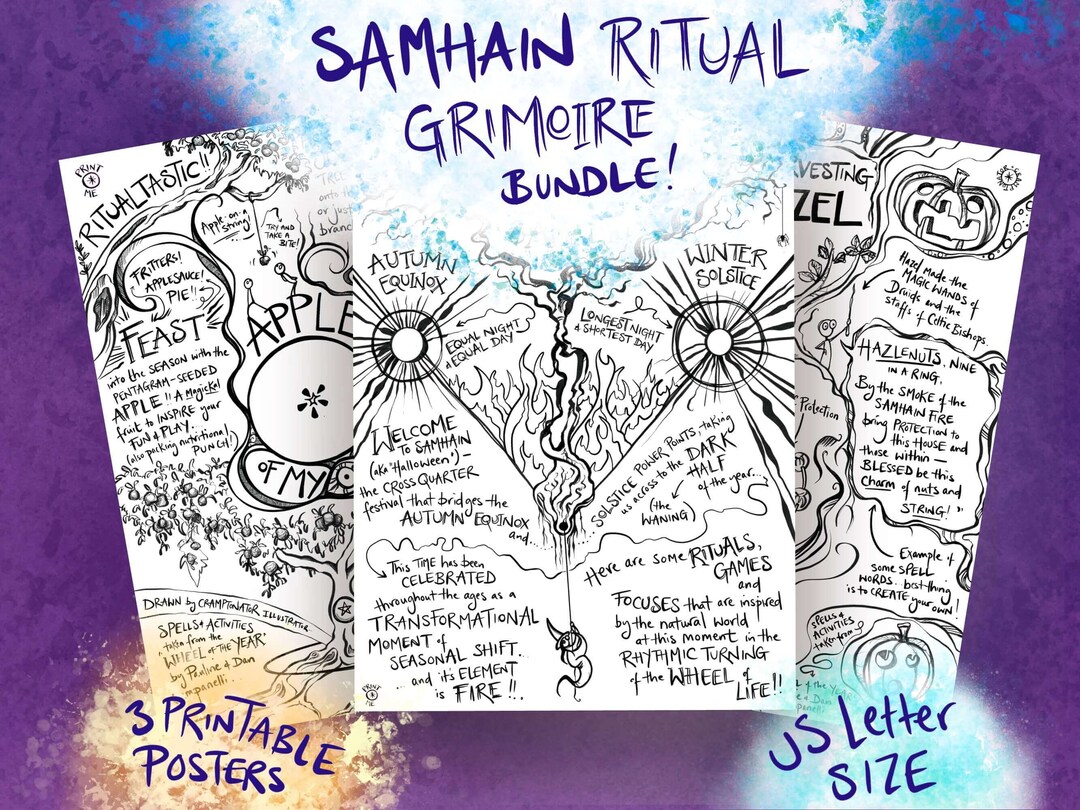 Halloween Colouring Printable Pages, Grimoire Journal Pages, Samhain ...