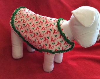 Christmas Dog Coat, Small, handmade, reindeer