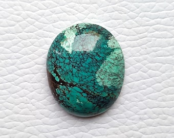 Turquoise cabochon Hubei: vintage Tibetaanse edelsteen (19 x 23 x 6,5 mm)