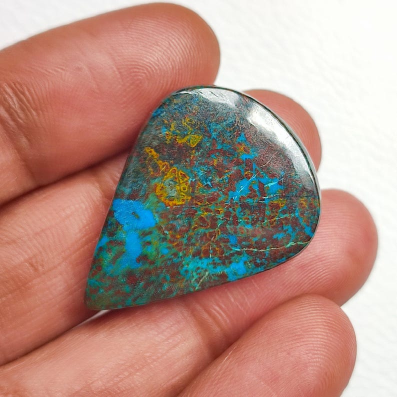 Natural Azurite Shattuckite Cabochon, Pear Shape Polished Gemstones for ...