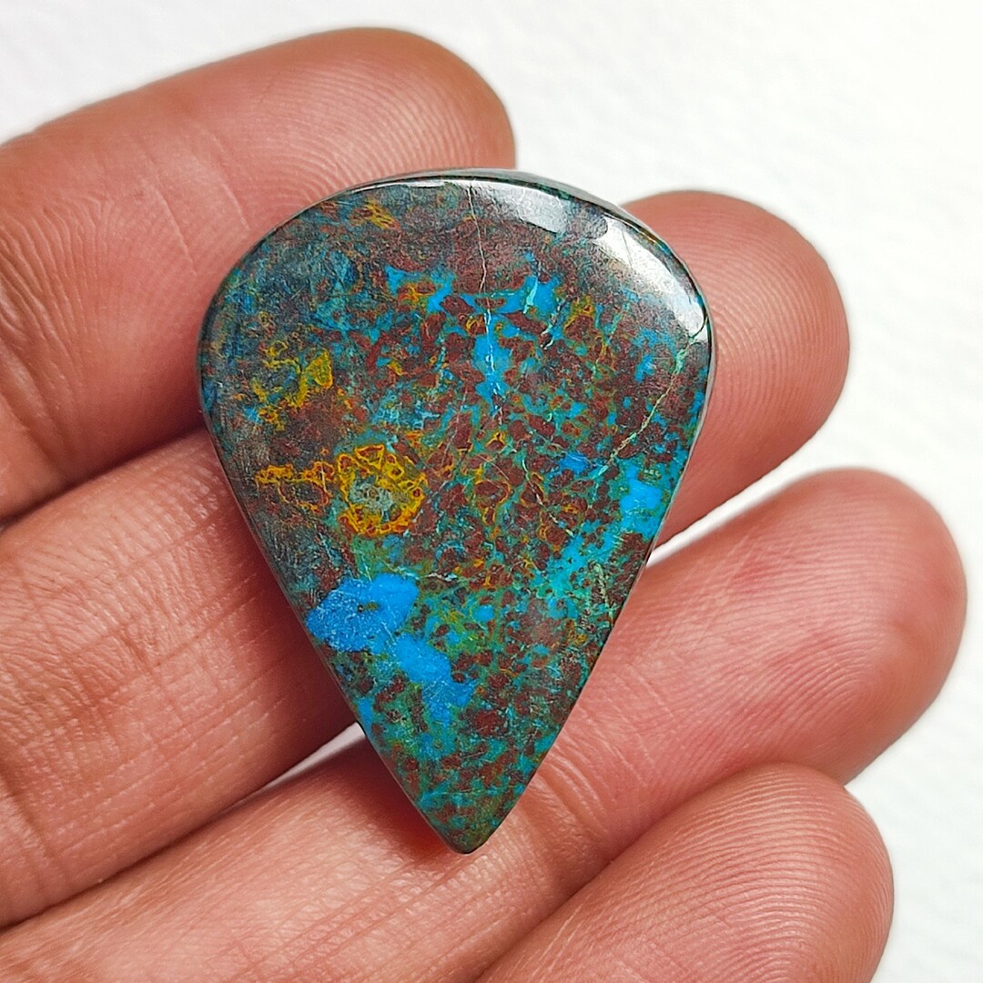 Natural Azurite Shattuckite Cabochon, Pear Shape Polished Gemstones for ...