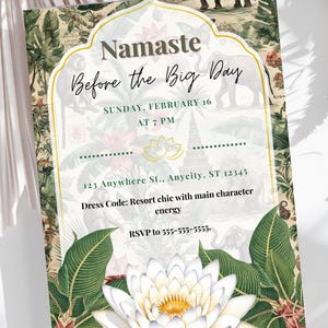 Plantilla de invitación para fiesta de loto blanco: despedida de soltera o cumpleaños en un resort tropical - Diseño editable en Canva