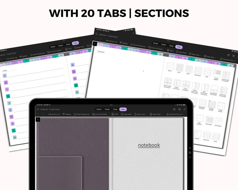 Onenote Digital Notebook Onenote Notebook Onenote Notes Etsy