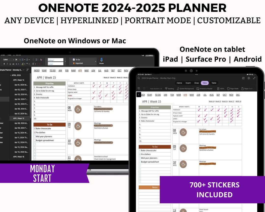 Onenote Planner 2025 2025, Onenote Digital Planner, Digital Planner for
