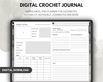 Digital Crochet Journal, Digital Crochet Notebook, Crochet Project Planner for iPad or Android, Project Tracker, Crochet Pattern Tracker