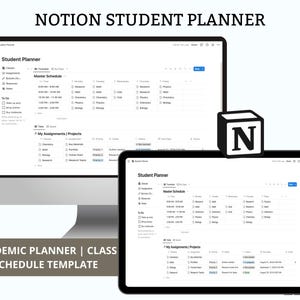 Notion Student Planner, Academic Organizer, Digital Planner for Students, Class Schedule, Assignment and Exam Tracker