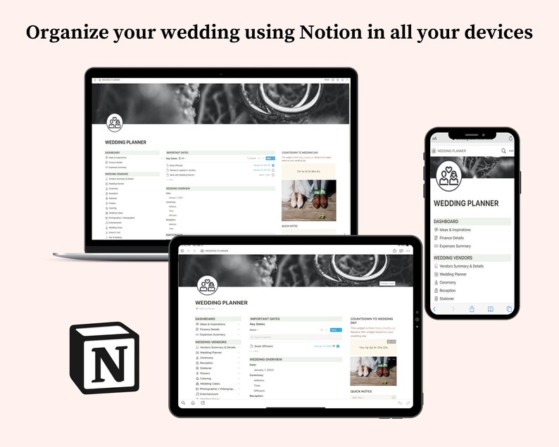 Notion Wedding Planner Notion Template Digital Wedding - Etsy