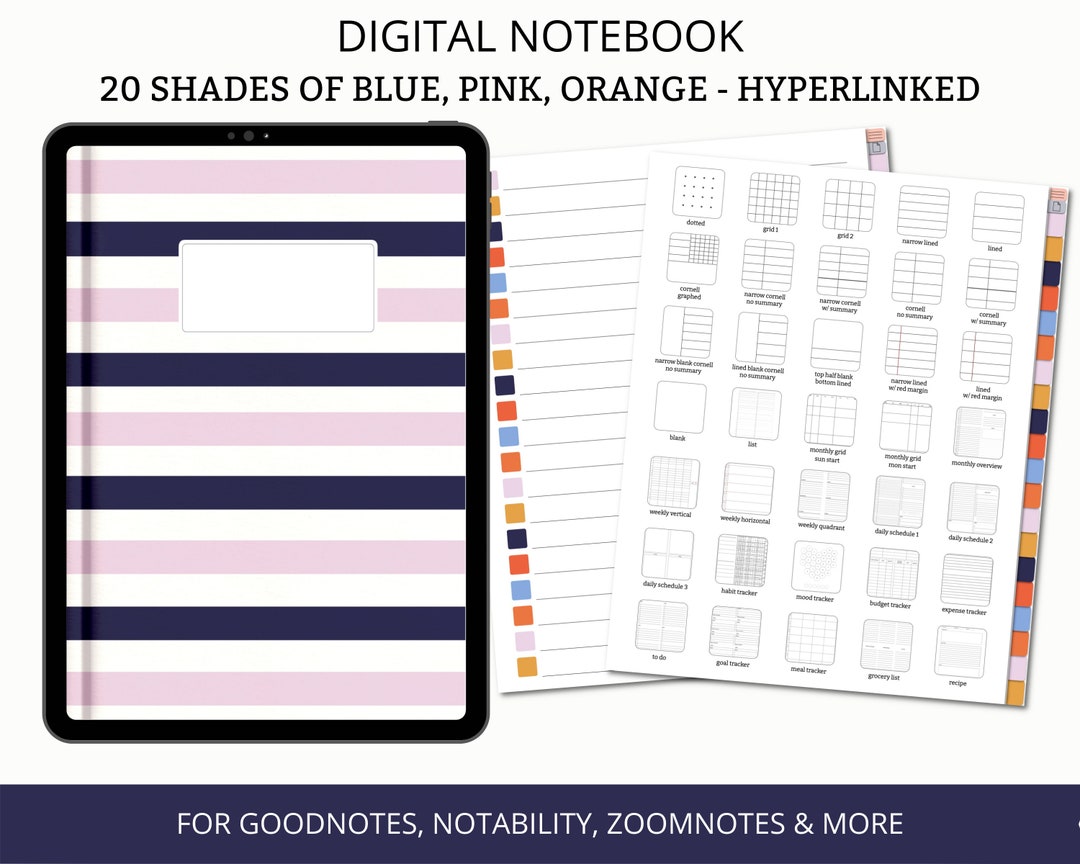 Digital Notebook Goodnotes, Digital Notebook for Ipad, Tablet Notebook ...