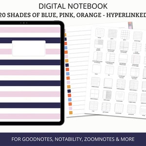 Digital Notebook GoodNotes, Digital Notebook for iPad, Tablet Notebook 20 Tabs Hyperlinked, Digital Student Notebook, Android Notebook