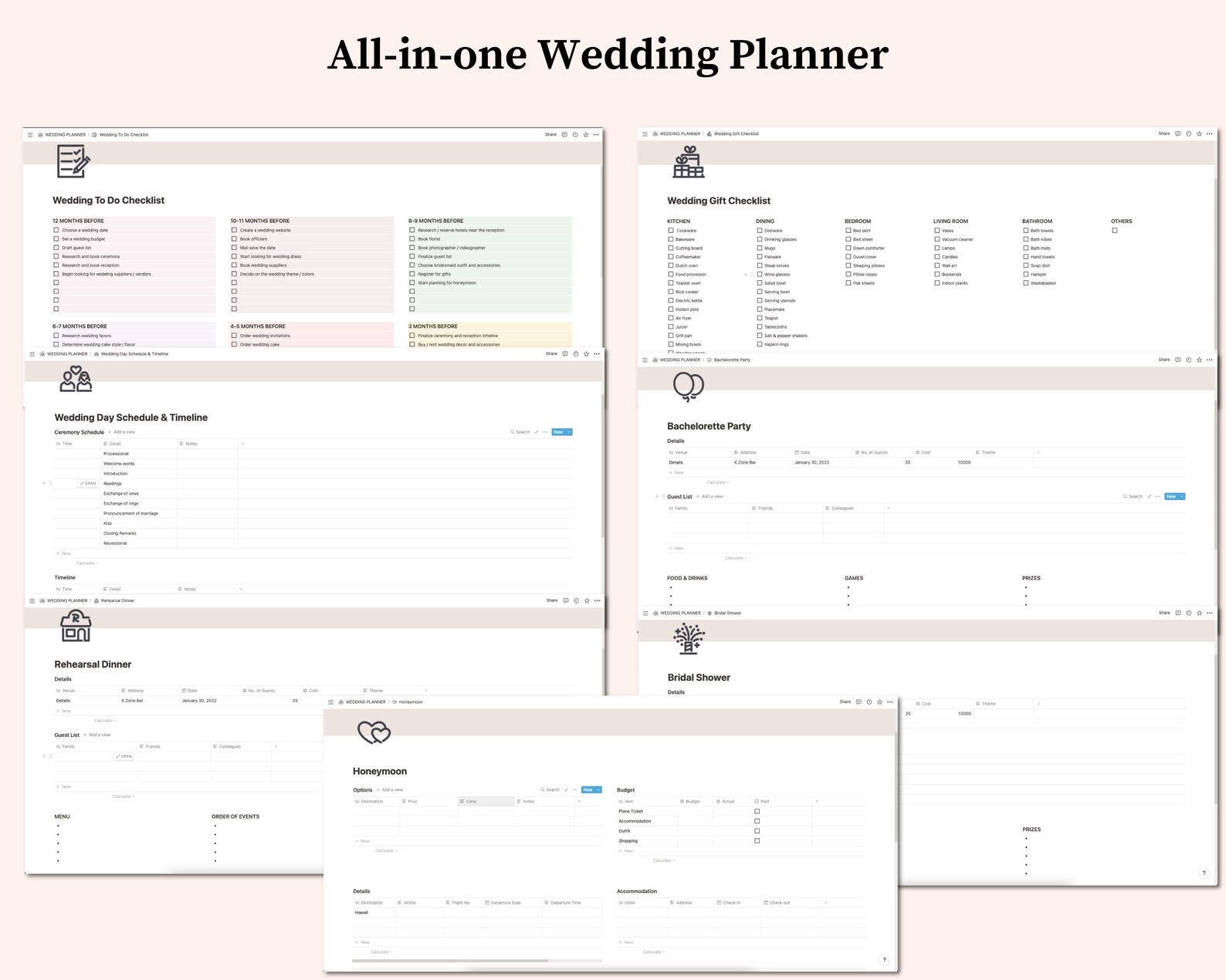 Notion Wedding Planner Notion Template Digital Wedding | Etsy Canada