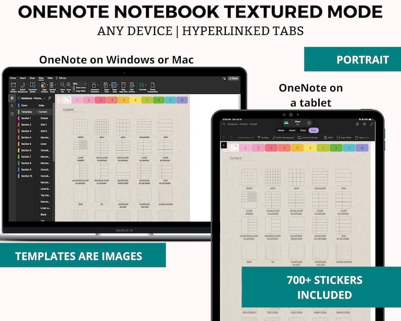 Onenote Notes Template Onenote Digital Notebook Onenote Etsy Australia