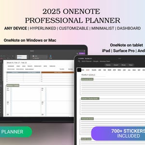 2025 OneNote Professional Work Planner, Digital Planner for Work, Template for Project Management, Goals, Task Tracker, Meeting Notes