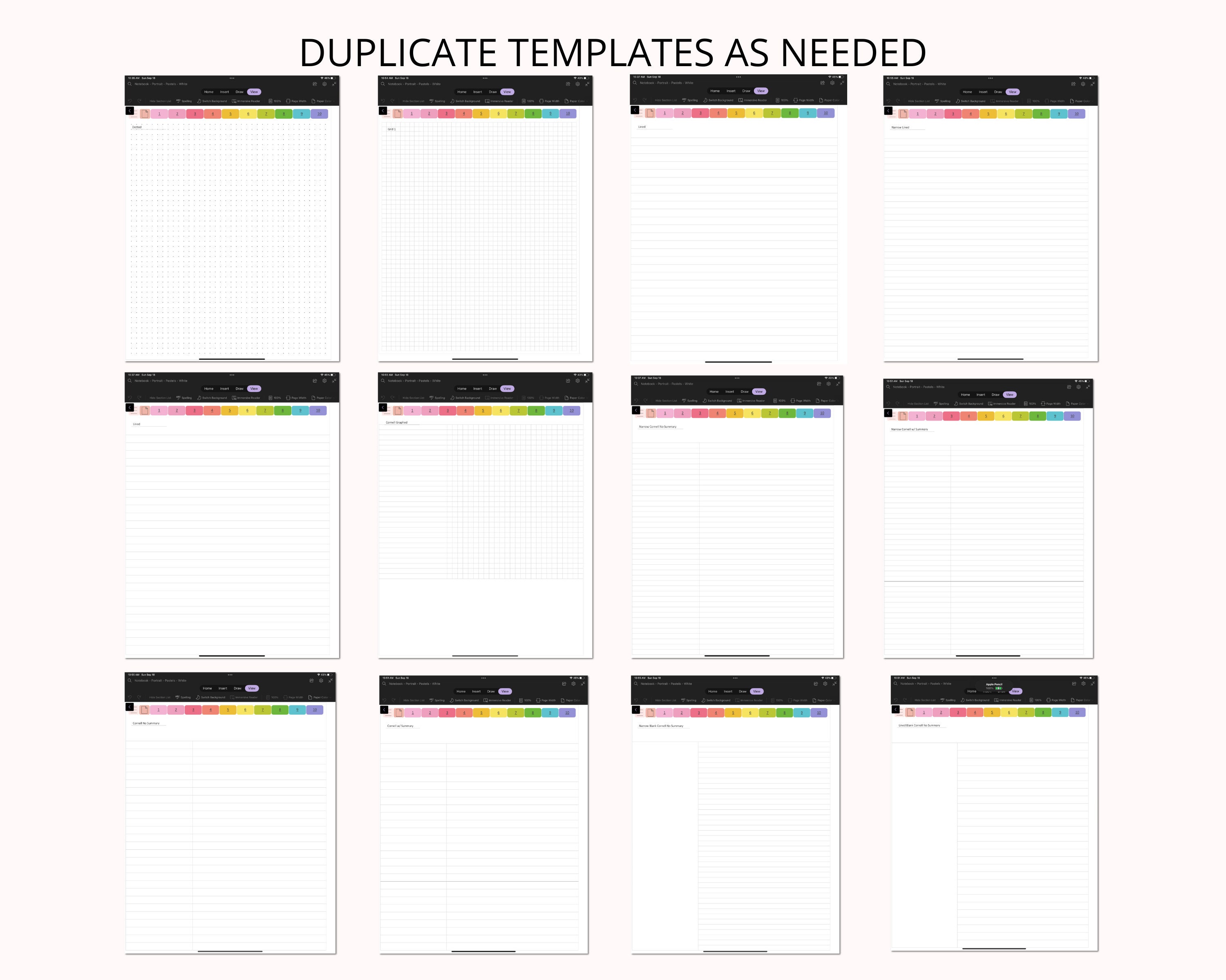 Onenote Notebook Portrait Onenote Notes Template Onenote - Etsy