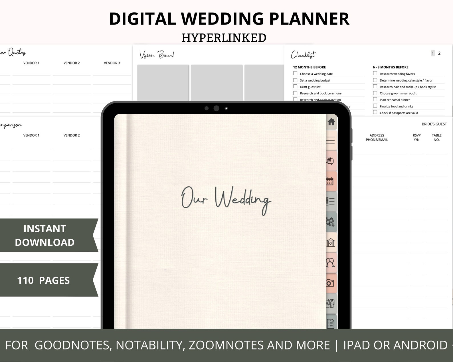 Digital Wedding Planner Ipad Wedding Planner Wedding Planner Etsy