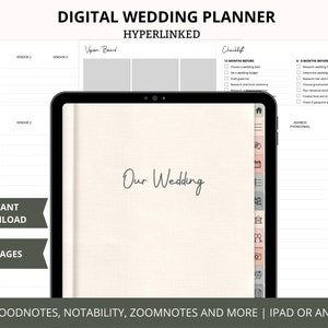 Digital Wedding Planner, iPad Wedding Planner, Wedding Planner Pdf, Wedding Planner Checklist, Goodnotes Wedding Planner, Wedding Template
