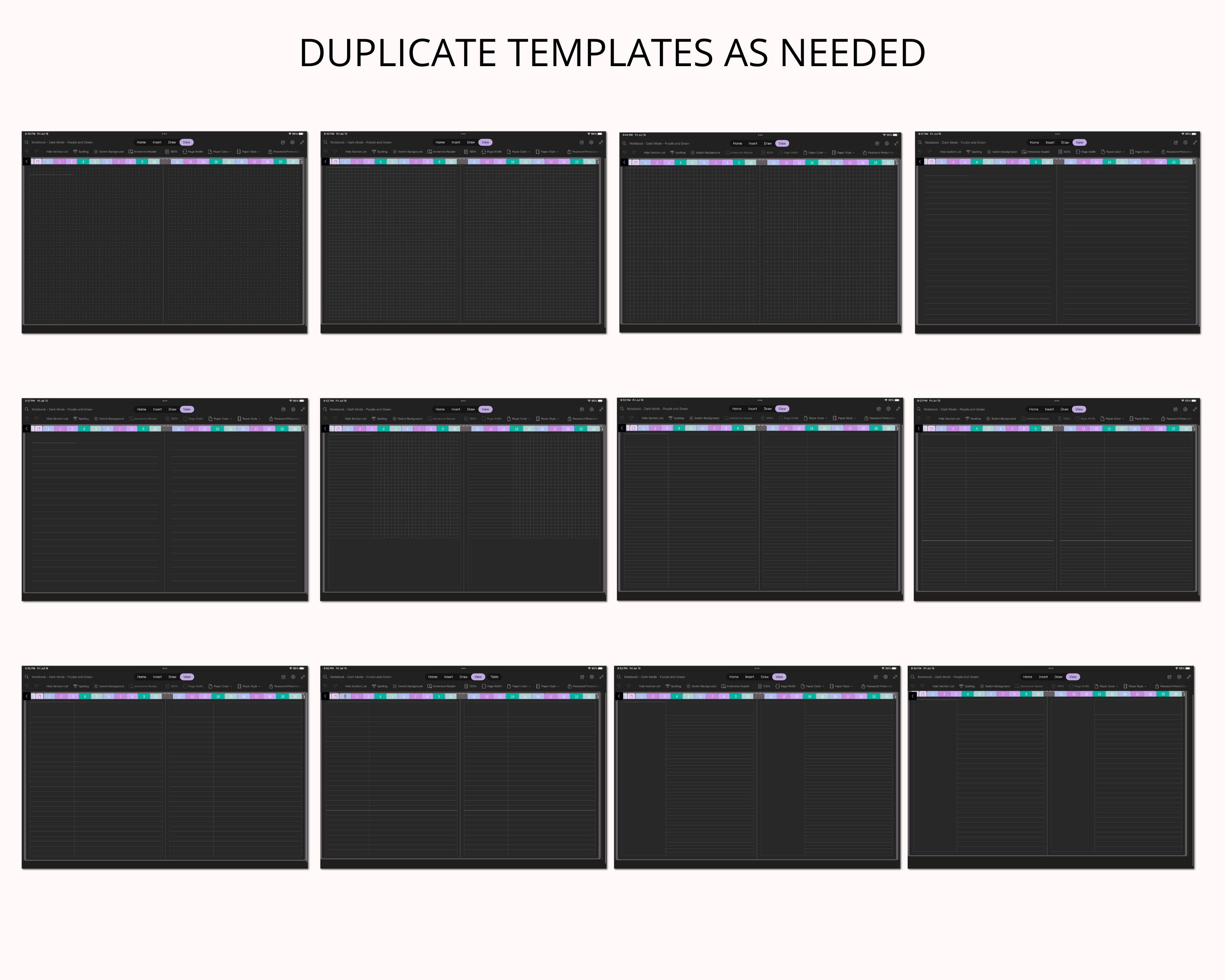 Onenote Notebook Dark Mode Onenote Notes Template Onenote Etsy Australia