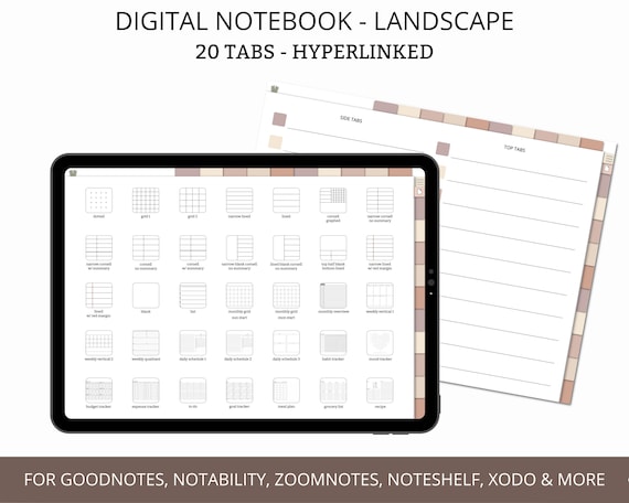 Cuaderno Digital GoodNotes, Cuaderno Digital Apaisado, Cuaderno Digital  para iPad, Cuaderno de 20 Pestañas, Cuaderno Digital para Estudiantes -   México