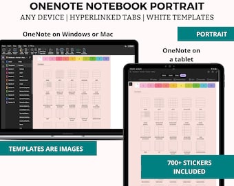 OneNote Notebook Portrait, OneNote Notizen Vorlage, OneNote Notiz Seite, Digitales Notizbuch Android, iPad Notizbuch, Surface Pro Vorlagen