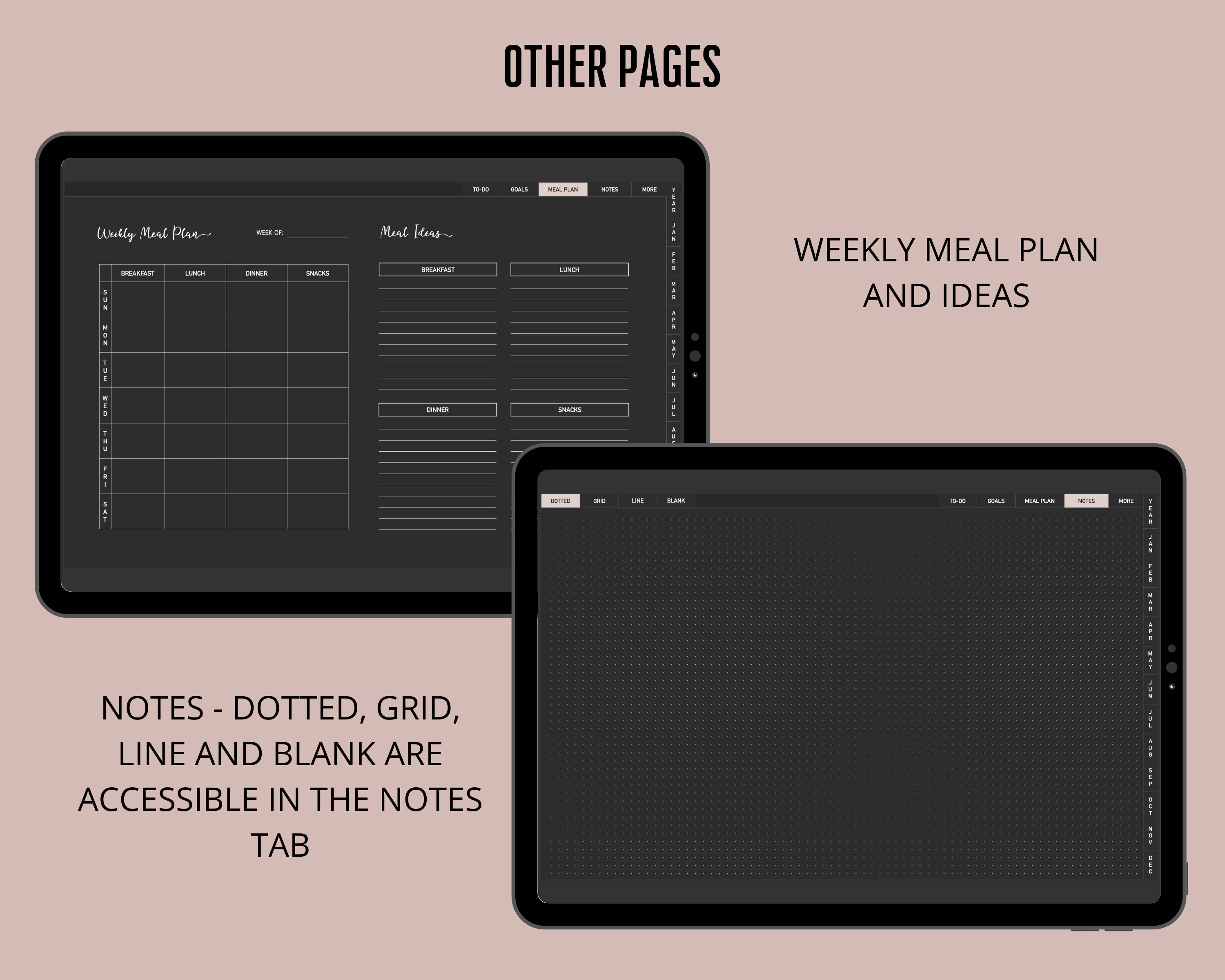 Dark Mode Digital Planner Undated, for Goodnotes, Ipad, Notability ...