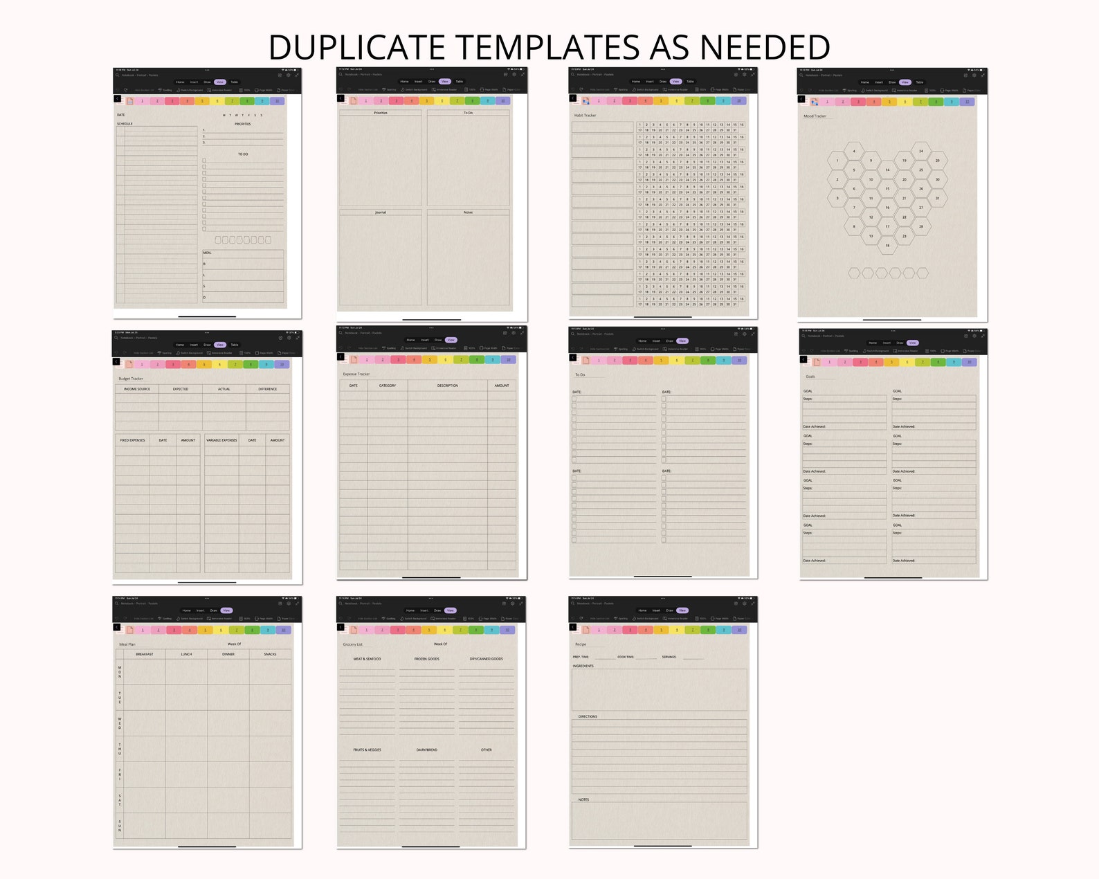 Onenote Notes Template Onenote Digital Notebook Onenote Etsy