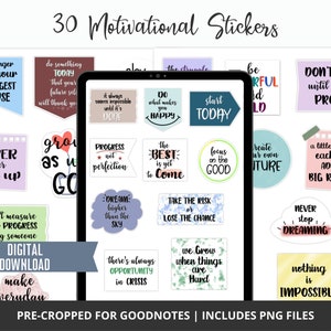 Motivational Digital Stickers, Motivational Stickers for Goodnotes, Precropped Planner Stickers, PNG Stickers, Notability Stickers