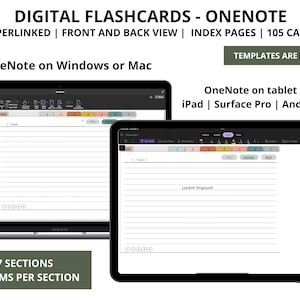 OneNote Lernkarten Vorlage, OneNote Digitale Lernkarten, OneNote Schüler Lernkarten, OneNote Vorlage für Surface Android iPad